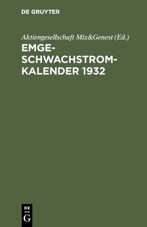 Emge-Schwachstrom-Kalender 1932 - 