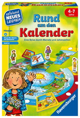 Ravensburger 24984 - Rund um den Kalender - Spielen und Lernen für Kinder, Lernspiel für Kinder von 4-7 Jahren, Spielend Neues Lernen für 2-4 Spieler - Helmut Walch