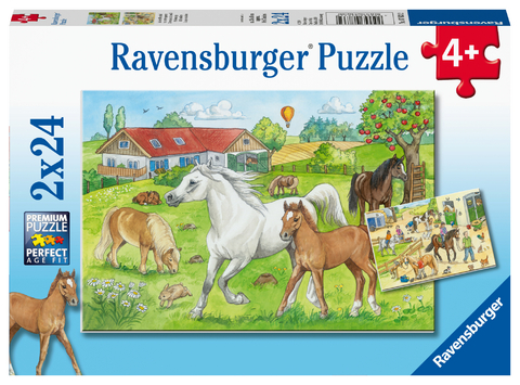 Ravensburger Kinderpuzzle - 07833 Auf dem Pferdehof - Puzzle für Kinder ab 4 Jahren, mit 2x24 Teilen
