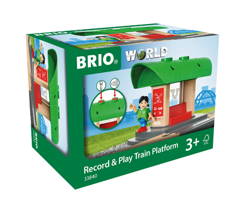 BRIO World 33840 Bahnhof mit Aufnahmefunktion – Eisenbahnzubehör für die BRIO Holzeisenbahn – Kleinkinderspielzeug empfohlen für Kinder ab 3 Jahren