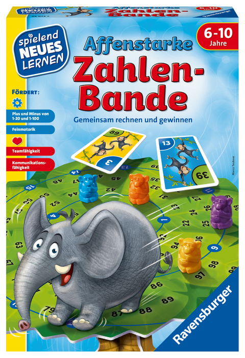 Ravensburger 24973 - Affenstarke Zahlen-Bande - Spielen und Lernen für Kinder, Spiel für Kinder von 6-10 Jahren, Spielend Neues Lernen für 1-6 Spieler - Marco Teubner