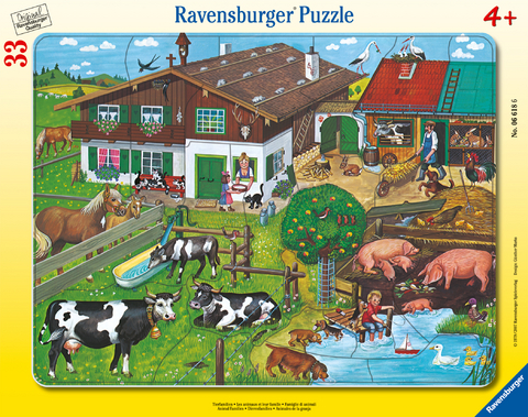Ravensburger Kinderpuzzle - 06618 Tierfamilien - Rahmenpuzzle für Kinder ab 4 Jahren, mit 33 Teilen