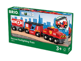 BRIO World 33844 Feuerwehr-Löschzug – Feuerwehrzug mit Feuerwehrschlauch und Wassertank – Kleinkindspielzeug empfohlen ab 3 Jahren