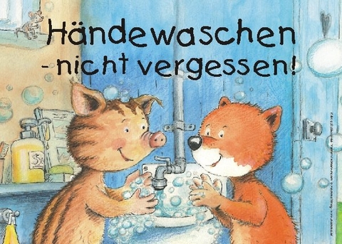 Händewaschen - nicht vergessen! Kunststoff-Schild, 29,7 x 21cm - Julia Volmert