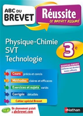 Physique chimie, SVT, technologie 3e : nouveau brevet - Nicolas Coppens, Olivier Doerler, S Guivarc'h