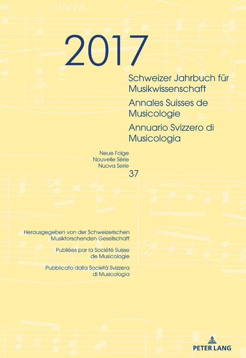 Schweizer Jahrbuch für Musikwissenschaft- Annales Suisses de Musicologie- Annuario Svizzero di Musicologia - 