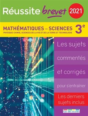 Mathématiques, sciences, physique chimie, sciences de la vie et de la Terre et technologie, collège 3e série générale...