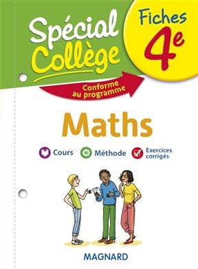 Fiches maths 4e : cours, méthode, exercices corrigés : conforme au programme - Stéphane Renouf