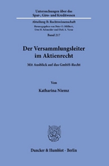 Der Versammlungsleiter im Aktienrecht. - Katharina Niemz