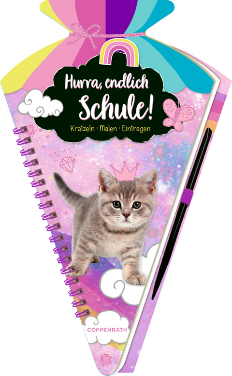 Schultüten-Kratzelbuch - Cosmic School - Hurra, endlich Schule! (Kätzchen)