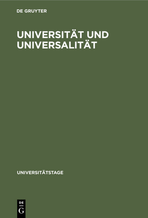 Universität und Universalität