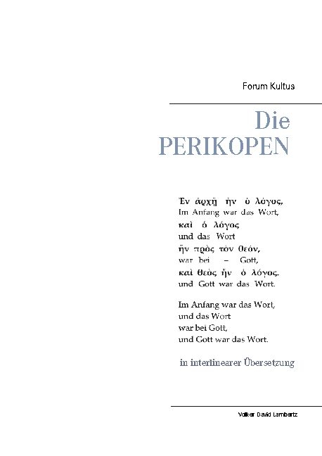 Die PERIKOPEN in interlinearer Übersetzung - Volker David Lambertz