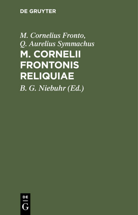 M. Cornelii Frontonis Reliquiae - M. Cornelius Fronto, Q. Aurelius Symmachus
