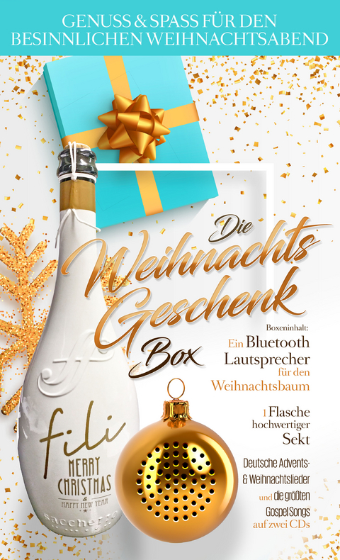 Die Weihnachts Geschenkbox -  Inkl.bluetooth-weihnachtskugel &  Prosecco