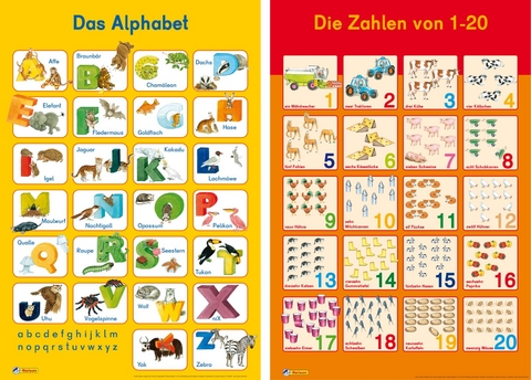 Mein Lernposter: Das Alphabet / Zahlen 1 - 20, 2 Poster
