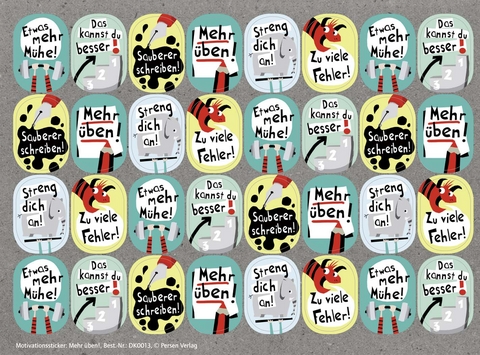 Motivationssticker: Mehr üben! - Sticker - exklusiv im Lehrerladen
