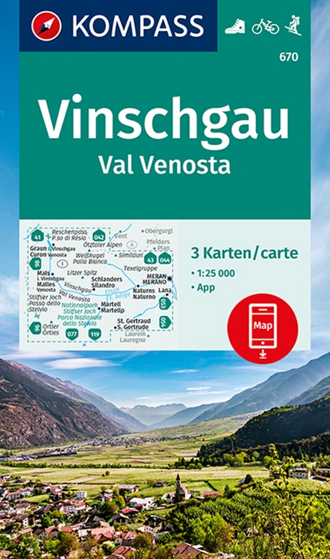 KOMPASS Wanderkarte 670 Vinschgau, Val Venosta