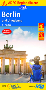 ADFC-Regionalkarte Berlin und Umgebung, 1:75.000, mit Tagestourenvorschlägen, reiß- und wetterfest, E-Bike-geeignet, mit Knotenpunkten, GPS-Tracks Download - 