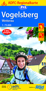 ADFC-Regionalkarte Vogelsberg Wetterau, 1:75.000, mit Tagestourenvorschlägen, reiß- und wetterfest, E-Bike-geeignet, GPS-Tracks Download - 