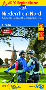 ADFC-Regionalkarte Niederrhein Nord, 1:75.000, mit Tagestourenvorschlägen, reiß- und wetterfest, E-Bike-geeignet, mit Knotenpunkten, GPS-Tracks Download - 