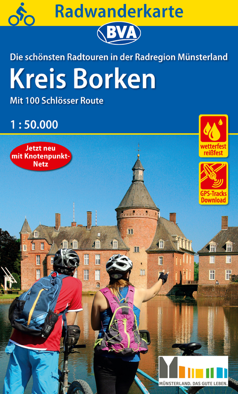 Radwanderkarte BVA Die schönsten Radtouren in der Radregion Münsterland - Kreis Borken, 1:50.000, reiß- und wetterfest, GPS-Tracks Download