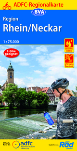 ADFC-Regionalkarte Region Rhein/Neckar, 1:75.000, mit Tagestourenvorschlägen, reiß- und wetterfest, E-Bike-geeignet, GPS-Tracks Download - 