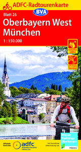 ADFC-Radtourenkarte 26 Oberbayern West München 1:150.000, reiß- und wetterfest, E-Bike geeignet, GPS-Tracks Download - 