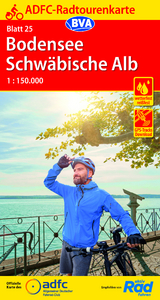 ADFC-Radtourenkarte 25 Bodensee Schwäbische Alb 1:150.000, reiß- und wetterfest, E-Bike geeignet, GPS-Tracks Download - 