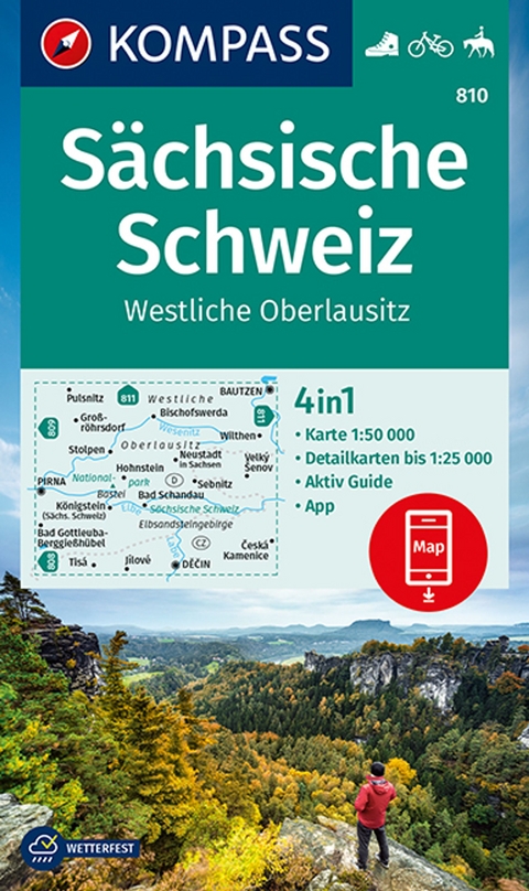 KOMPASS Wanderkarte 810 Sächsische Schweiz, Westliche Oberlausitz 1:50.000