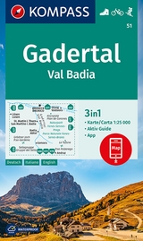 KOMPASS Wanderkarte 51 Gadertal, Val Badia 1:25.000