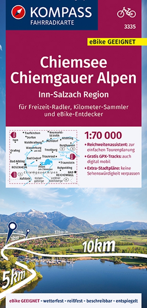 KOMPASS Fahrradkarte 3335 Chiemsee, Chiemgauer Alpen 1:70.000