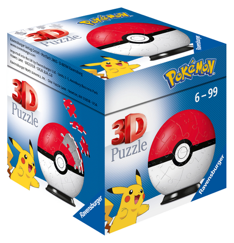 Ravensburger 3D Puzzle 11256 - Puzzle-Ball Pokémon Pokéballs - Pokéball Classic 11256 - 54 Teile - für Pokémon Fans ab 6 Jahren
