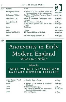 Anonymity in Early Modern England - 