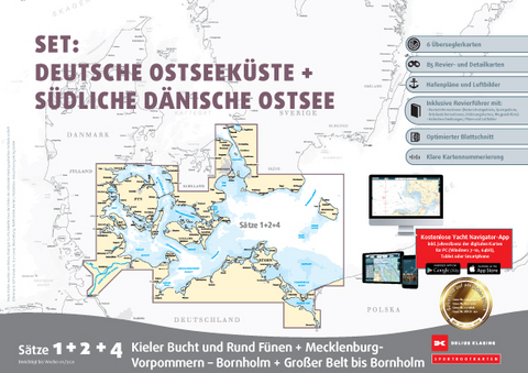 Sportbootkarten Satz 1, 2 und 4 - Set: Deutsche Ostsee und Südliche Dänische Ostsee (Ausgabe 2021)