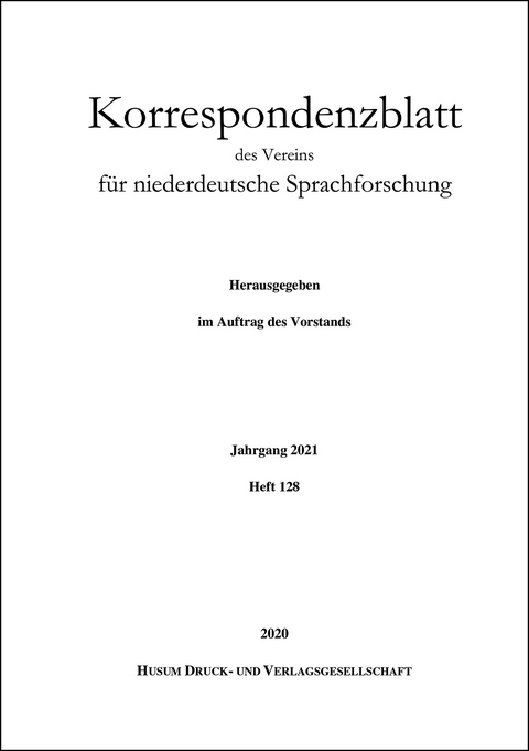 Korrespondenzblatt des Vereins für niederdeutsche Sprachforschung