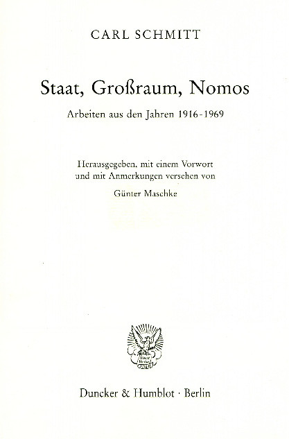 Staat, Großraum, Nomos. -  Carl Schmitt