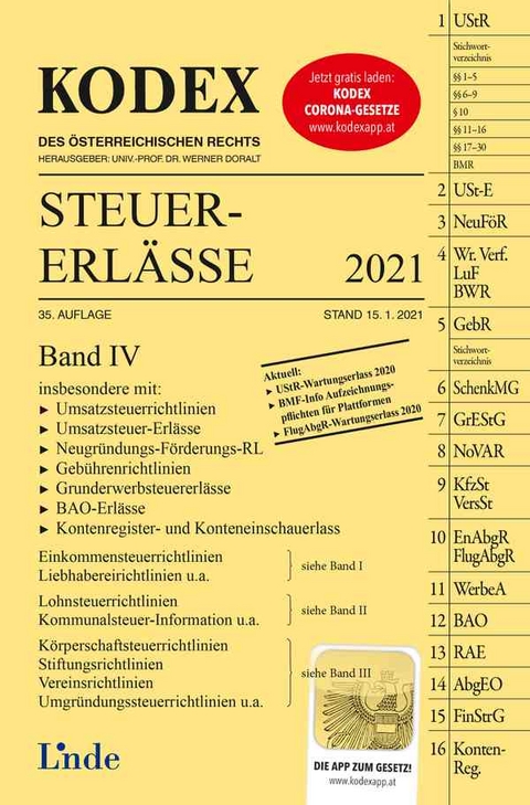 KODEX Steuer-Erlässe 2021, Band IV - Elisabeth Titz-Frühmann