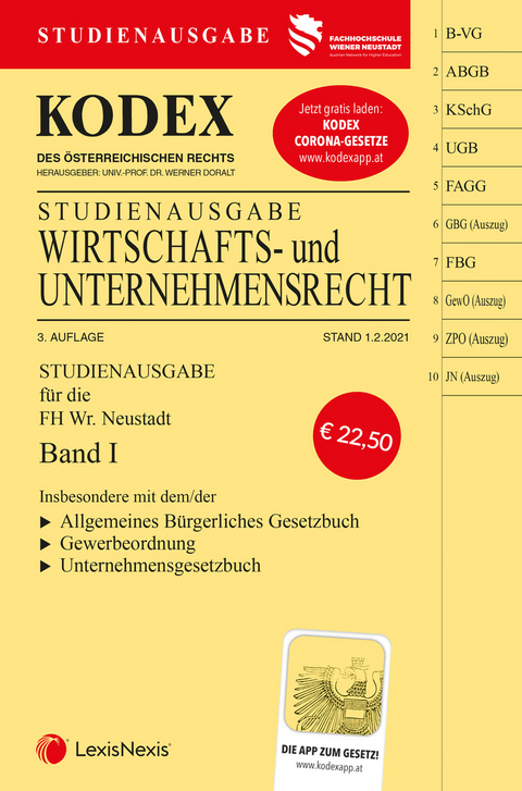 KODEX Wirtschafts- und Unternehmensrecht 2021 Band I - 