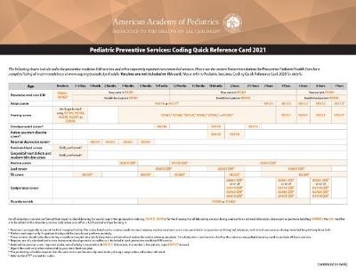 Pediatric Preventive Services: Coding Quick Reference Card 2021 -  American Academy of Pediatrics Committee on Coding and Nomenclature