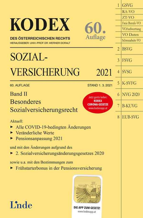 KODEX Sozialversicherung 2021, Band II - Elisabeth Brameshuber