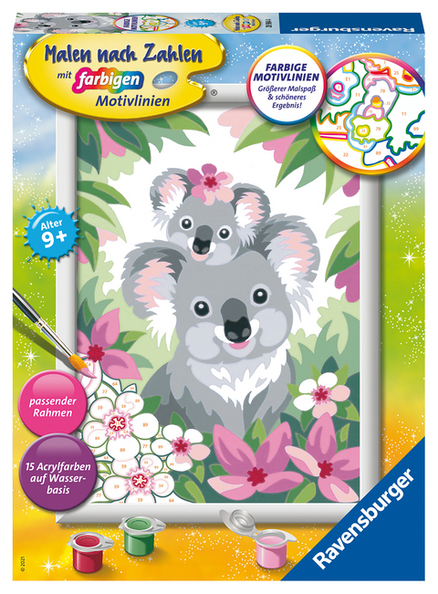 Ravensburger Malen nach Zahlen 28984 - Süße Koalas – Kinder ab 9 Jahren