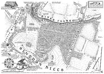 Map of Wittenham Clumps and Little Wittenham Wood showing footpaths and archaeological features. Together with the narrative poem 'The Money Pit - or - The Sinodun Hoard'. - Robin Alexander Lucas