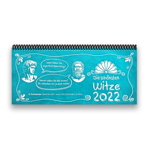 Tischkalender- Planer 2022 „Witze“ Buntkalender® Türkis