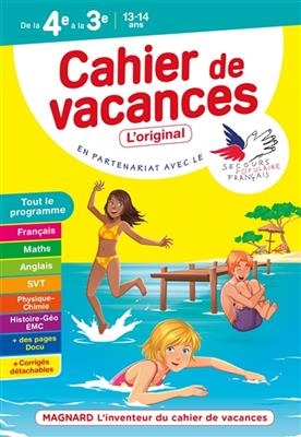 Cahier de vacances de la 4e à la 3e, 13-14 ans : tout le programme -  2021