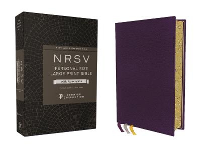 NRSV, Personal Size Large Print Bible with Apocrypha, Premium Goatskin Leather, Purple, Premier Collection, Printed Page Edges, Comfort Print -  Zondervan