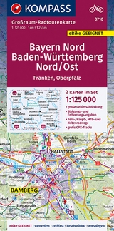KOMPASS Großraum-Radtourenkarte Bayern Nord, Baden-Württemberg Nord/Ost, 1:125000 - 