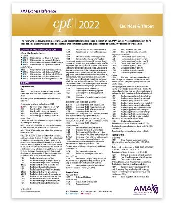 CPT Express Reference Coding Card 2022: Ear, Nose & Throat -  American Medical Association