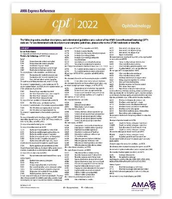 CPT Express Reference Coding Card 2022: Ophthalmology -  American Medical Association