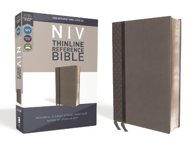 NIV, Thinline Reference Bible, Leathersoft, Gray, Red Letter, Comfort Print -  Zondervan