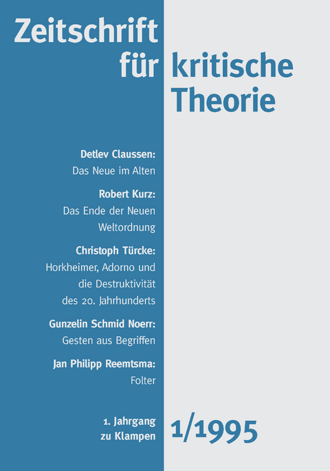 Zeitschrift für kritische Theorie / Zeitschrift für kritische Theorie, Heft 1 - 